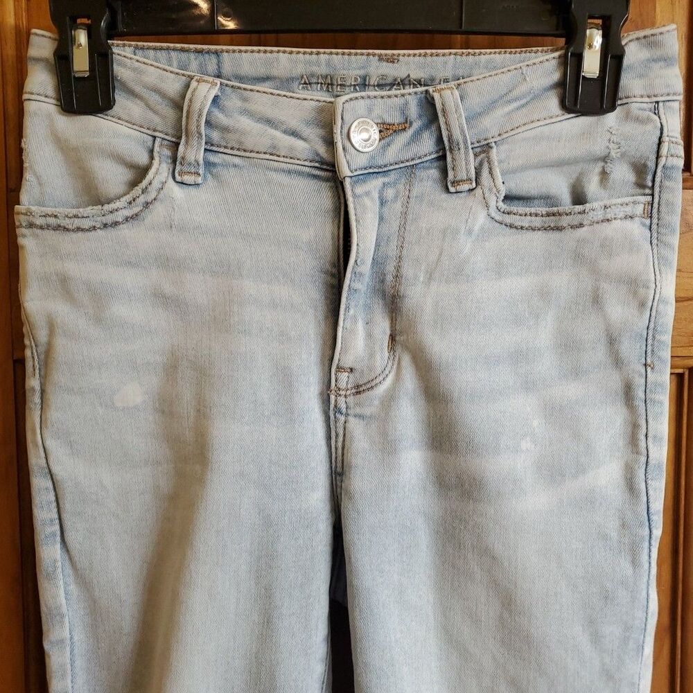 American Eagle 2 X-Short Jegging Women Blue Distressed Next Level Stretch Jeans